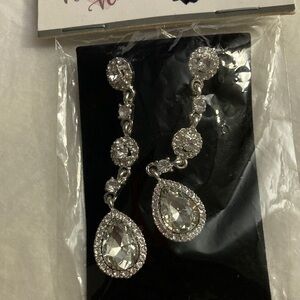 Sparkling Silver Crystal Drop Earrings